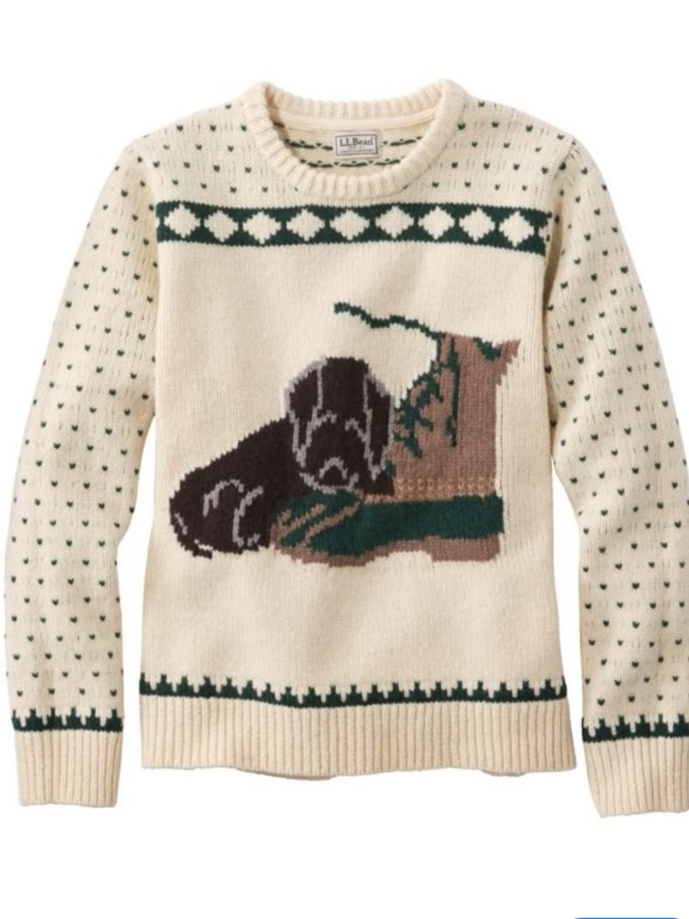 LL Bean wool sweater Labrador boot